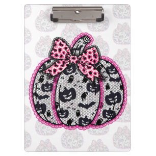 Spooky Lace Halloween Pumpkin Coquette Clipboard