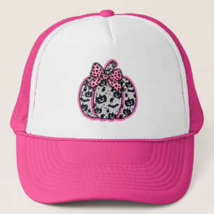 Spooky Lace Halloween Pumpkin Coquette Trucker Hat