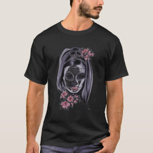 Spooky Lady Sugar Skull Halloween Dia De Los Muert T-Shirt
