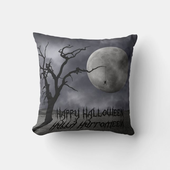 Spooky Landscape Halloween Cushion (Front)