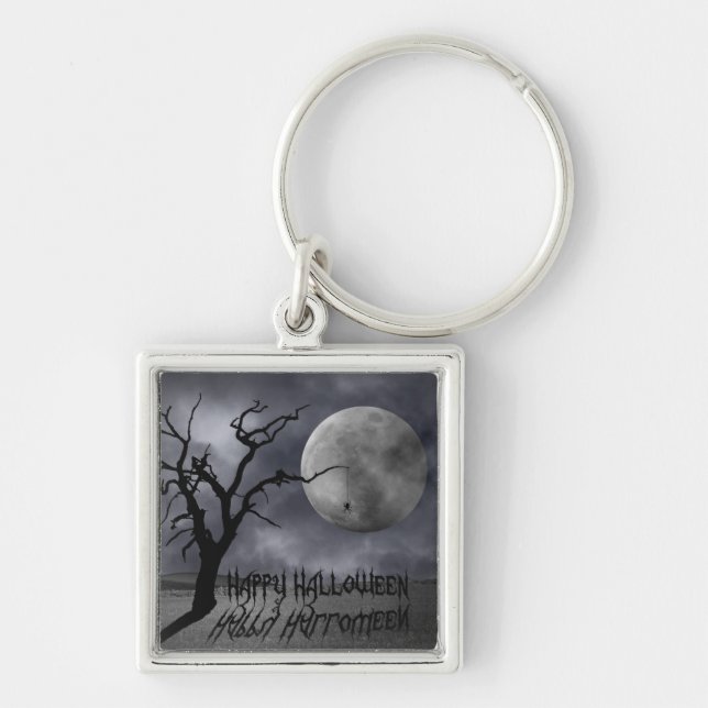 Spooky Landscape Halloween Key Ring (Front)