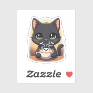 Spooky Latte Cat – Ghost Foam Coffee Sticker