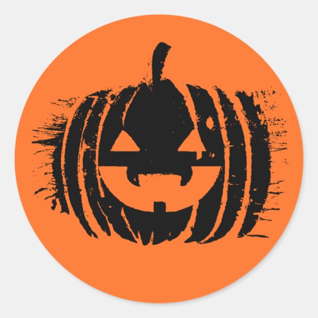Spooky Laughing Pumpkin Head | Halloween Classic Round Sticker (Front)