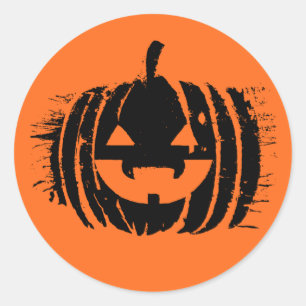 Spooky Laughing Pumpkin Head Halloween Classic Round Sticker