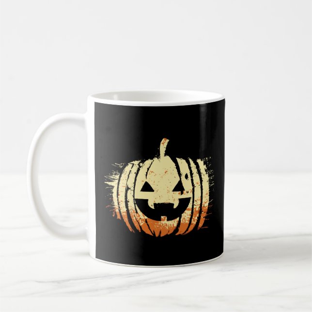 Spooky Laughing Pumpkin Head | Halloween Coffee Mug (Left)