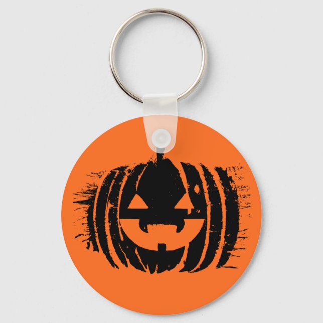 Spooky Laughing Pumpkin Head | Halloween Key Ring (Front)