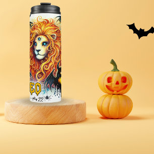 Spooky Leo Zodiac Halloween Birthday Gift Thermal Tumbler