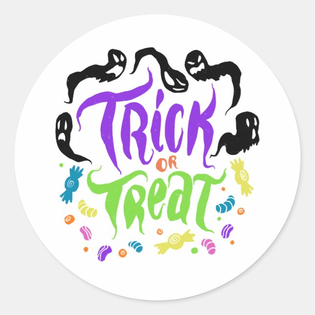 Spooky Lettering Stickers: Trick or Treat Edition Classic Round Sticker (Front)