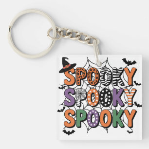  Spooky Lettering  Witch Hat and Bats Halloween  Key Ring