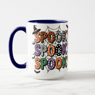 Spooky Lettering Witch Hat and Bats Halloween Mug