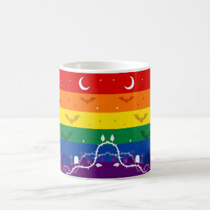 Spooky LGBTQ Rainbow Flag Halloween Graveyard Coffee Mug