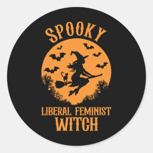 Spooky Liberal Feminist Witch Feminist Vintage Hal Classic Round Sticker