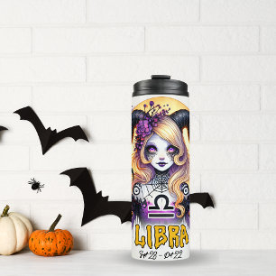 Spooky Libra Zodiac Halloween Birthday Gift Thermal Tumbler
