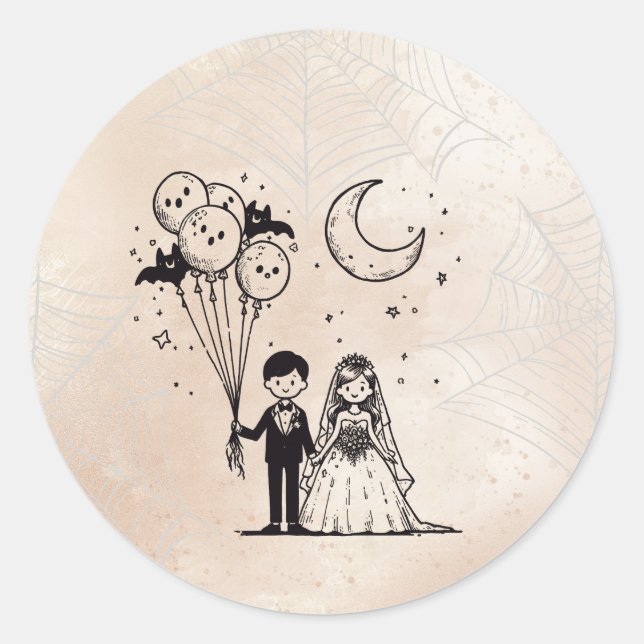 Spooky Little Couple Classic Round Sticker (Front)