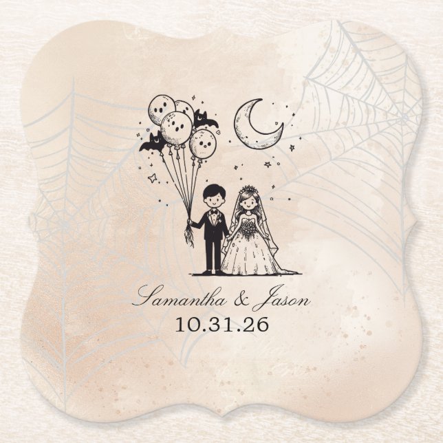 Spooky Little Couple Paper Coaster (Front)