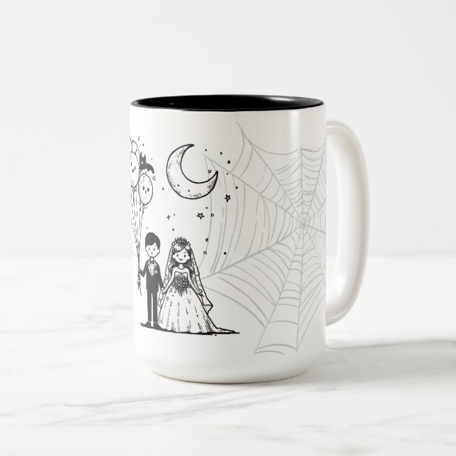 Spooky Little Couple Two-Tone Coffee Mug (Front Right)