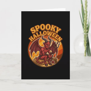 Spooky Little Devil Halloween Retro Design Card