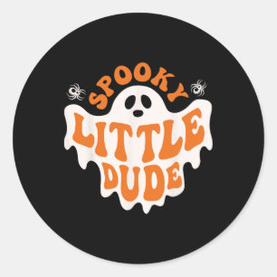 Spooky Little Dude Ghost Boo Halloween Toddler Boy Classic Round Sticker