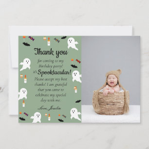 Spooky little kids halloween 1st birthday thank you card