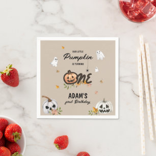 Spooky Little Pumpkin First Birthday Napkin