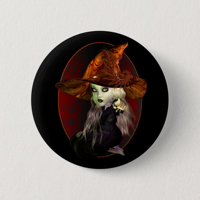 Spooky Little Witch 6 Cm Round Badge (Front)
