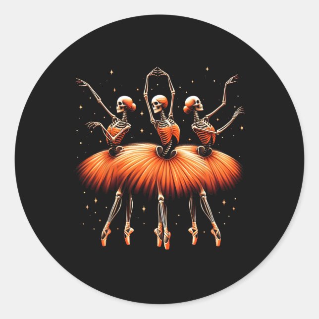 Spooky Llerina Skeleton Dance Funny Halloween Llet Classic Round Sticker (Front)