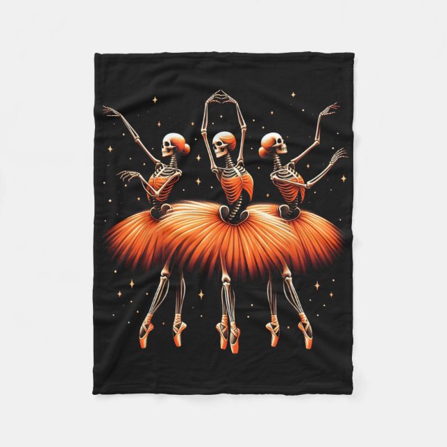 Spooky Llerina Skeleton Dance Funny Halloween Llet Fleece Blanket (Front)