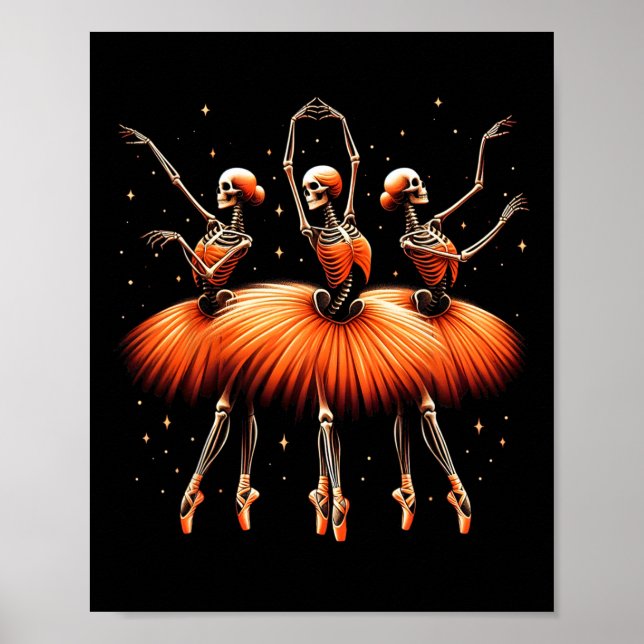 Spooky Llerina Skeleton Dance Funny Halloween Llet Poster (Front)