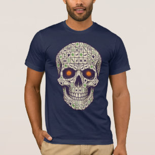 Spooky Mahjong Skull Halloween Gothic Gaming Art T-Shirt