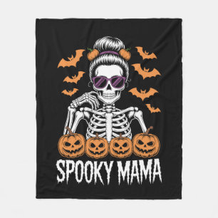 Spooky Mama Cool Halloween Skeleton Fleece Blanket