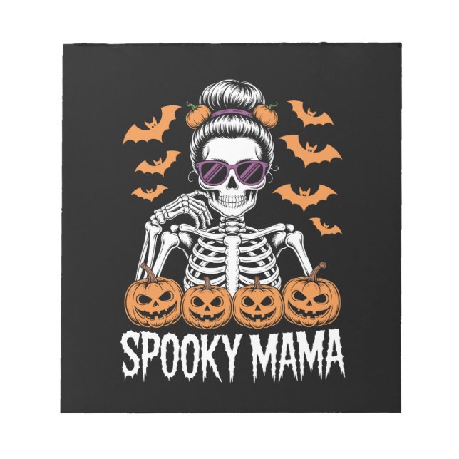 Spooky Mama Cool Halloween Skeleton Notepad (Front)