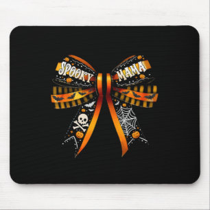 Spooky Mama Coquette Bow Pumpkin Cute Halloween Wo Mouse Pad