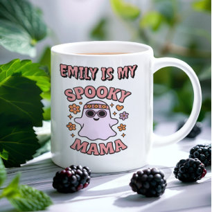 Spooky Mama Cute Pastel Pink Ghost  Coffee Mug