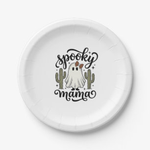 Spooky Mama Ghost Cactus Vintage Halloween Shirt_1 Paper Plate