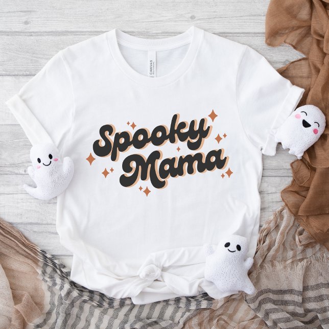 Spooky Mama Halloween Retro Text Design T-Shirt (Creator Uploaded)