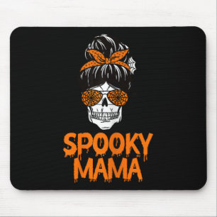 Spooky Mama Lazy Halloween Costume Skull Messy Bun Mouse Pad