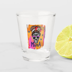 Spooky Mama – Messy Bun Skull Shot Glass