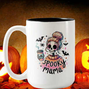 Spooky Mama Skeleton Custom Halloween Two-Tone Coffee Mug