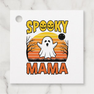 Spooky Mama Vintage Ghost Halloween Shirt Design_1 Favour Tags
