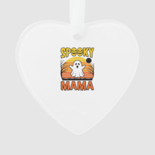 Spooky Mama Vintage Ghost Halloween Shirt Design_1 Ornament