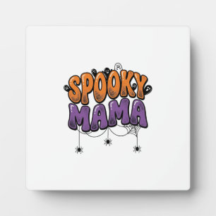 Spooky Mama Vintage Halloween Mum Shirt Design_1 Plaque