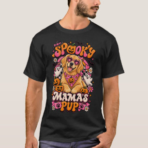 Spooky Mama's Pup Golden Retriever Halloween Groov T-Shirt