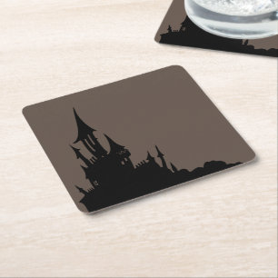 Spooky Mansion Halloween Paper Coaster