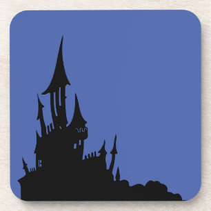 Spooky Mansion Halloween Plastic Coaster