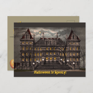 Spooky Mansion Halloween Postcard