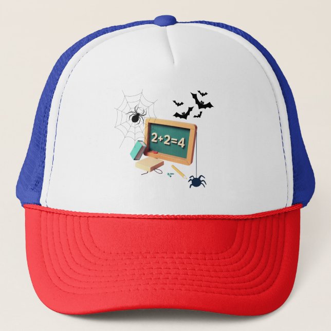 Spooky math teacher's   trucker hat (Front)