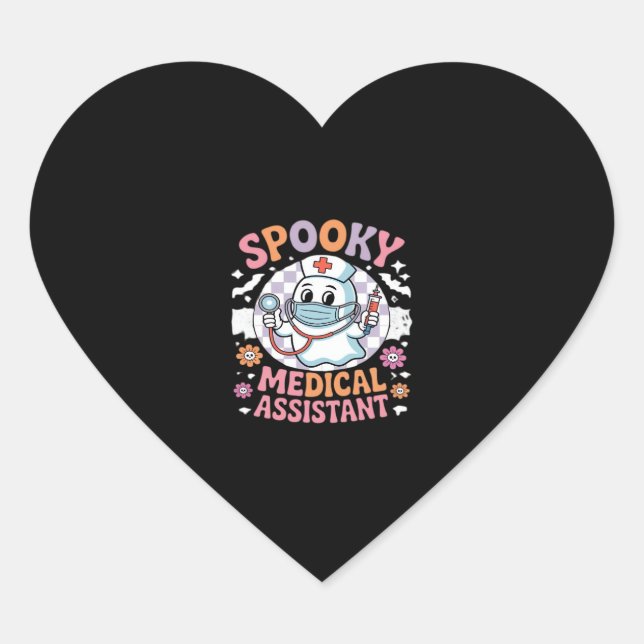 Spooky Medical Assistant Cute Halloween Essential  Heart Sticker (Front)