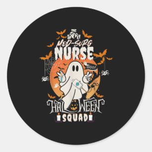 Spooky Medical Surgical Nurse Halloween Ghost Med Classic Round Sticker