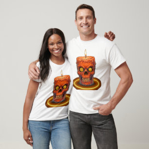 Spooky Melting Skull Candle Graphic T-Shirt - Goth