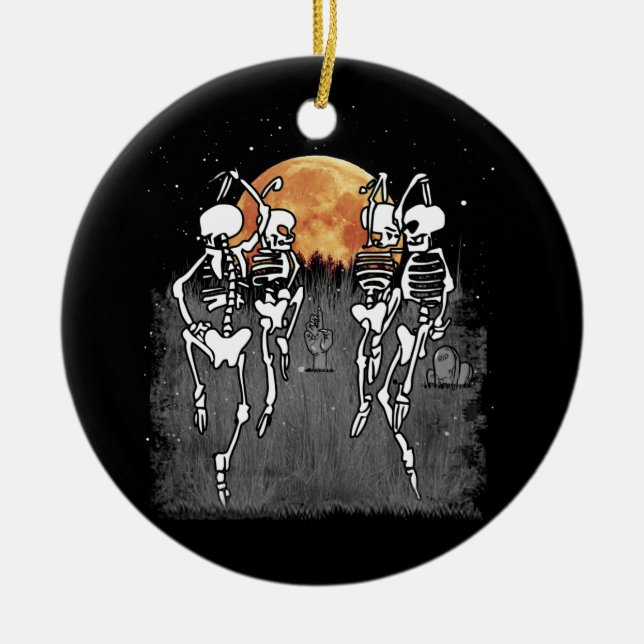 Spooky Meme Dancing Skeletons Ballet Dance Ceramic Ornament (Front)